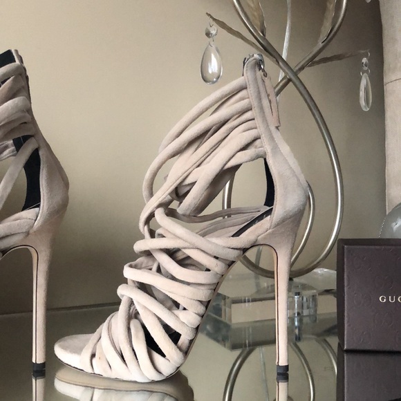 Brand New Giuseppe Zanotti Strappy Suede 110mm Sandals Heels Blush - Picture 6 of 12